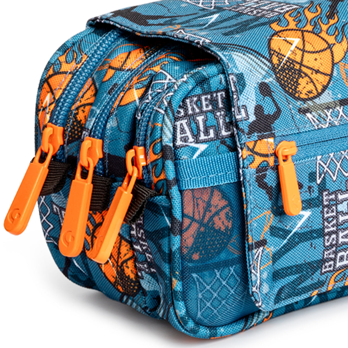 ColePack Design - Estuche Triple de 3 Cremalleras con Material Escolar Incluido. Basketball
