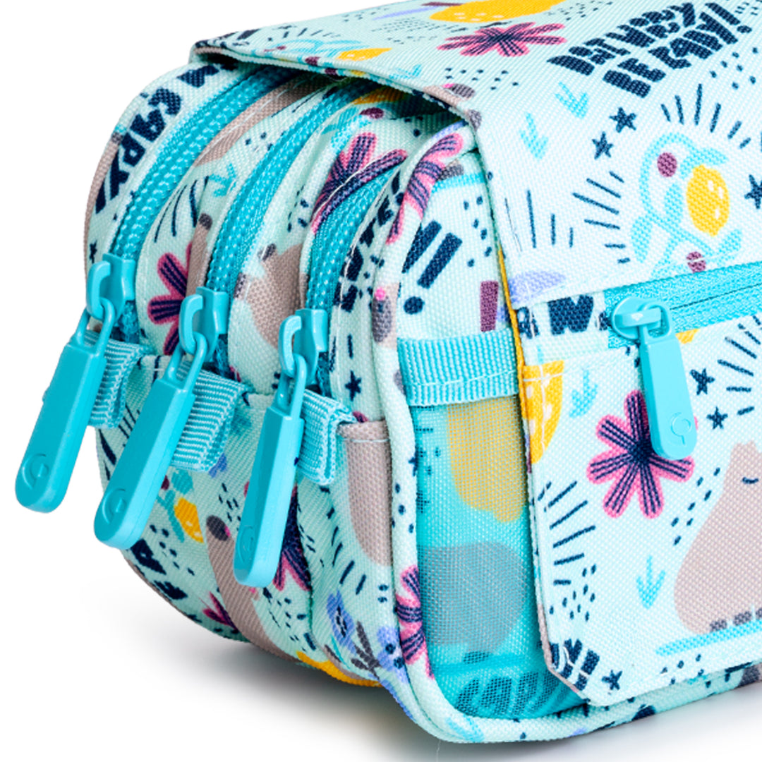 ColePack Design - Estuche Triple de 3 Cremalleras con Material Escolar Incluido. Cheerful