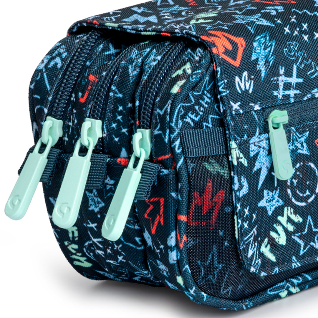 ColePack Design - Estuche Triple de 3 Cremalleras con Material Escolar Incluido. Peace