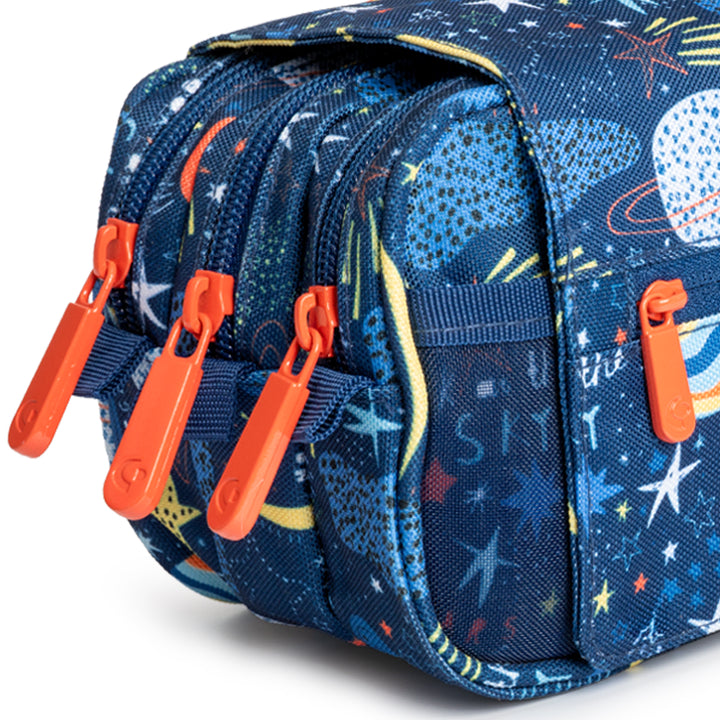 ColePack Design - Estuche Triple de 3 Cremalleras con Material Escolar Incluido. Planets