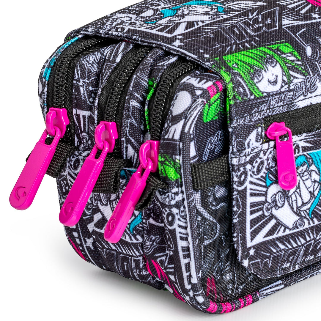 ColePack EcoDes - Estuche Triple de 3 Cremalleras con Material Escolar Incluido. Yuku