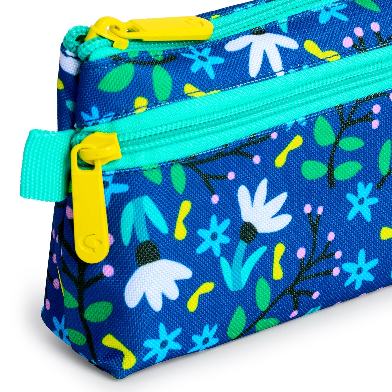 Grafoplás - Estuche Portatodo Plano con 2 Cremalleras de Fácil Apertura. Blue Garden