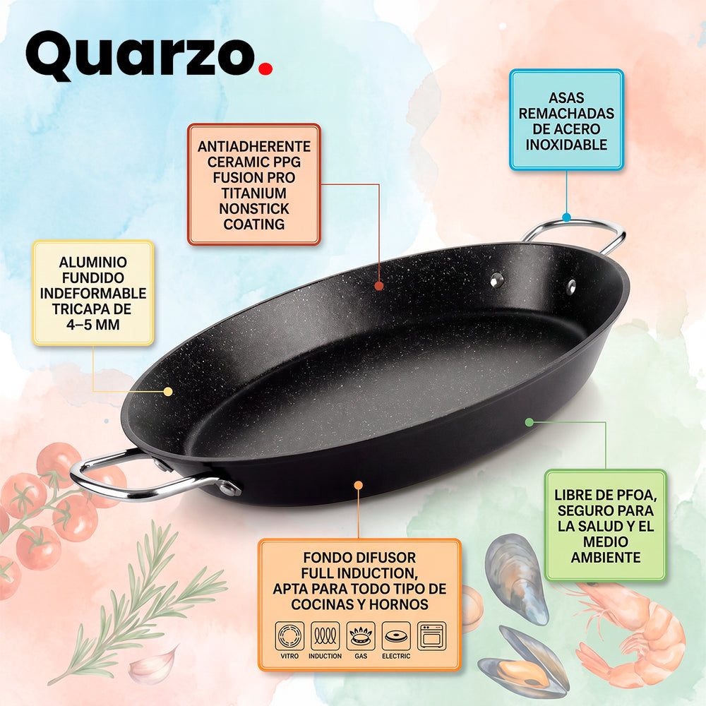 IBILI Quarzo - Paellera Antiadherente Ceramic PPG Fusion Pro Titanium Apta Inducción