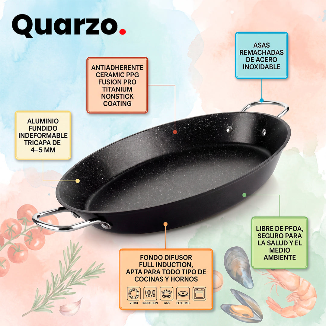 IBILI Quarzo - Paellera Antiadherente Ceramic PPG Fusion Pro Titanium Apta Inducción