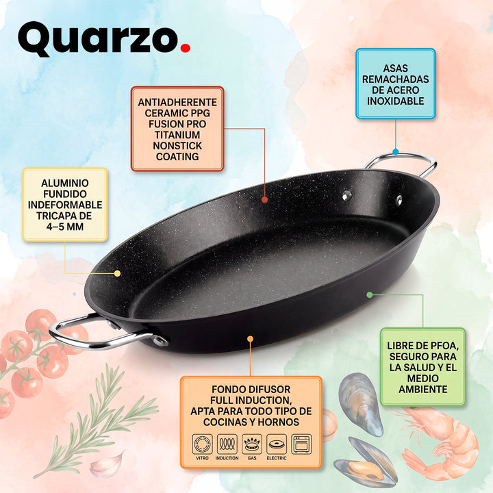 IBILI Quarzo - Paellera Antiadherente Ceramic PPG Fusion Pro Titanium Apta Inducción