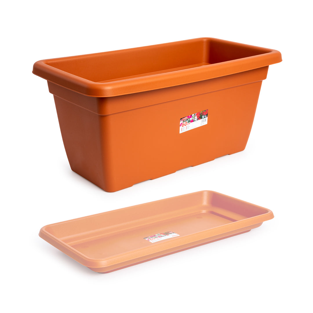 Plastic Forte - Jardinera Rectangular Reforzada de 60 cm Ancho Especial. Terracota