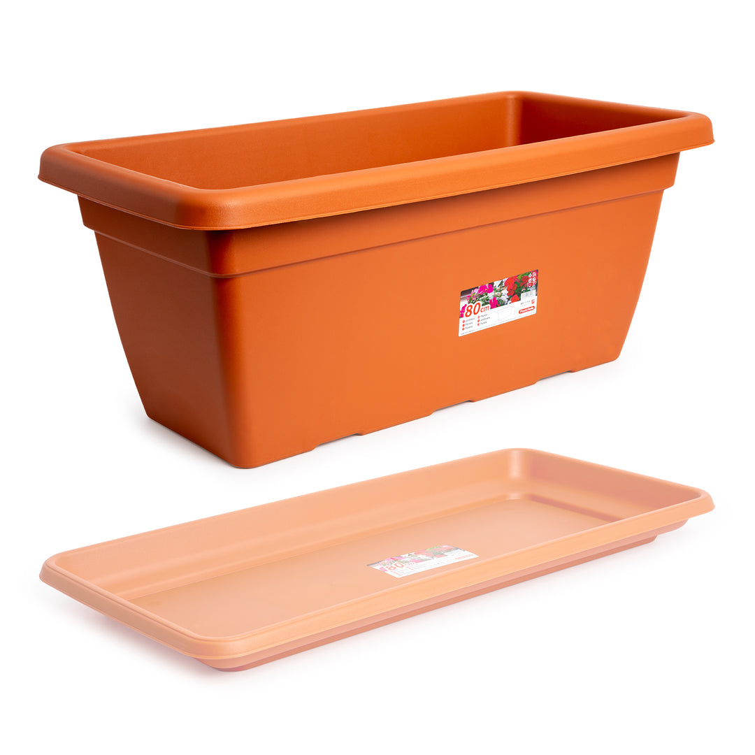 Plastic Forte - Jardinera Rectangular Reforzada de 80 cm Ancho Especial. Terracota