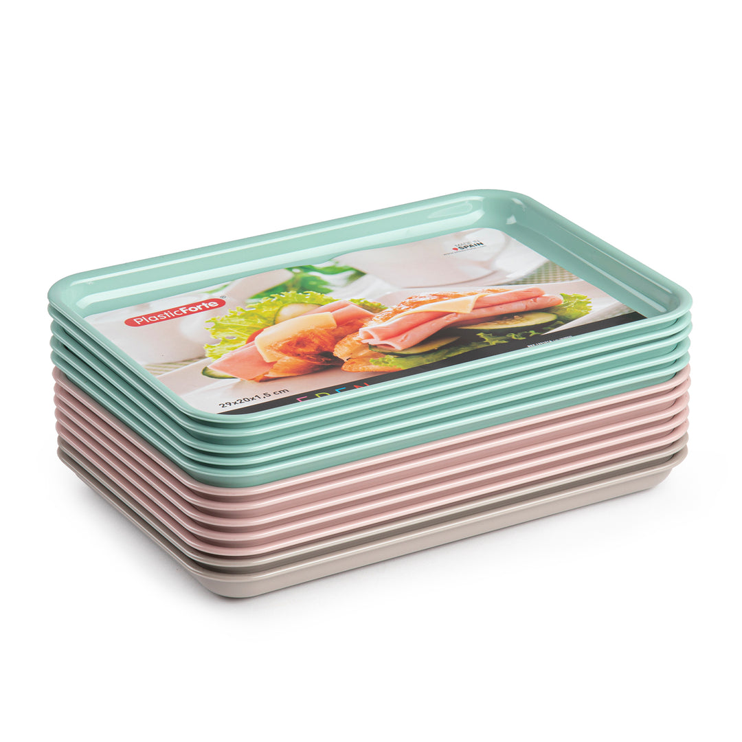 Plastic Forte Edén - Juego de 2 Bandejas de Servicio Nº 3 Rectangulares. Verde