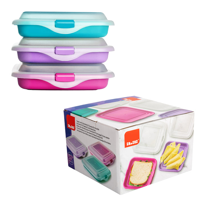IBILI Deli - Lote de 3 Porta Alimentos para Sándwichs, Embutidos y Quesos. Beget Multicolor