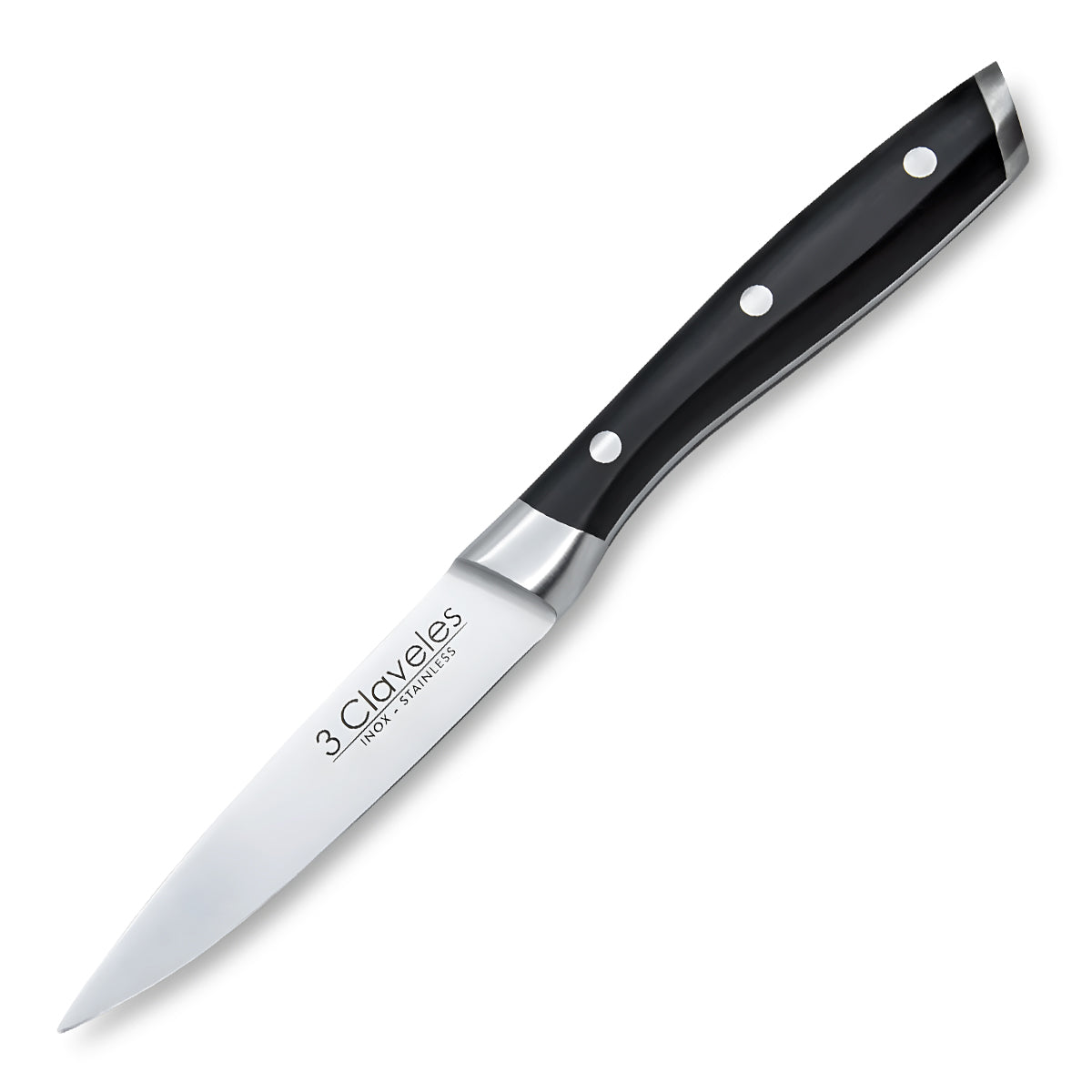3 Claveles - Set de 4 Cuchillos Chuleteros Profesionales 11.5 cm Acero Inoxidable Mango ABS