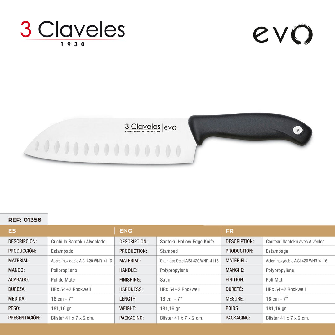 3 Claveles EVO - Set de 5 Cuchillos de Alto Rendimiento EVO Premium en Acero Inoxidable