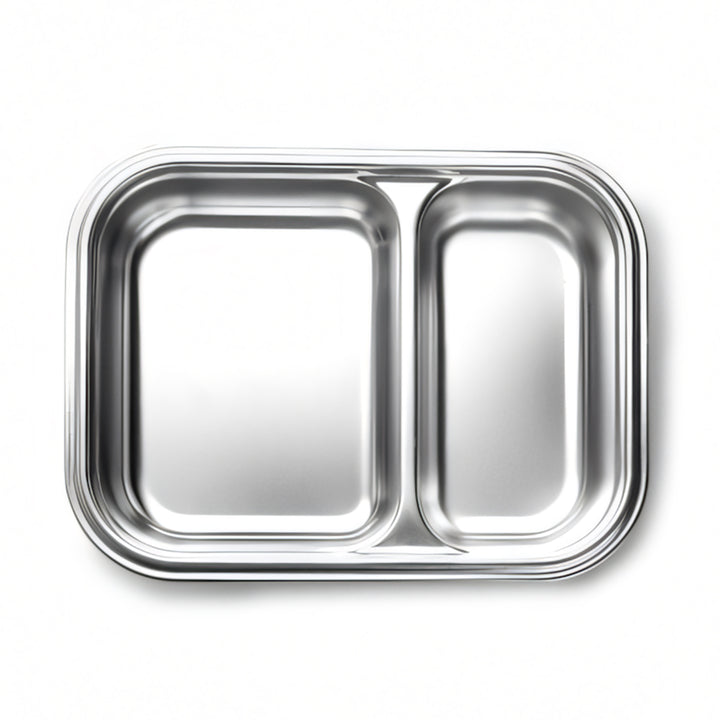 LACOR TwoGo - Recipiente Rectangular de 0.45L + 0.28L en Acero Inoxidable Apto Microondas