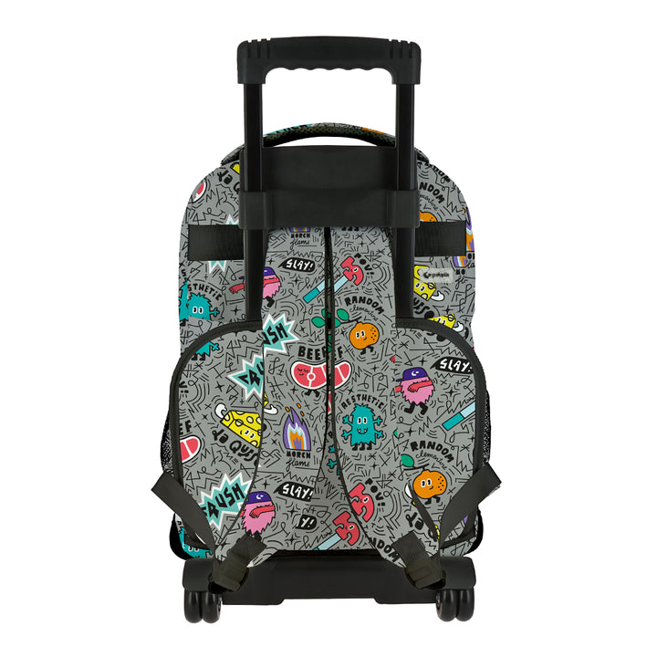 Grafoplás Design - Mochila Escolar 3 Cremalleras y Carrito Integrado. Acolchada. Random