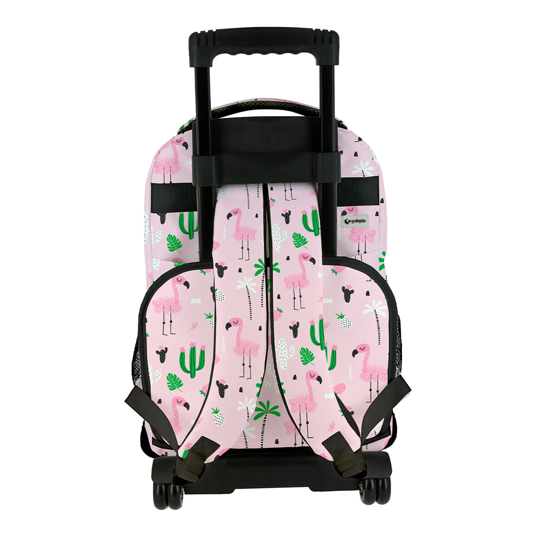Grafoplás Design - Mochila Escolar 3 Cremalleras y Carrito Integrado. Acolchada. Tropical
