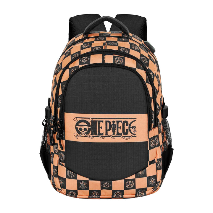 ONE PIECE Chess - Mochila Escolar Impermeable Running Plus para Portatil y USB. Camel