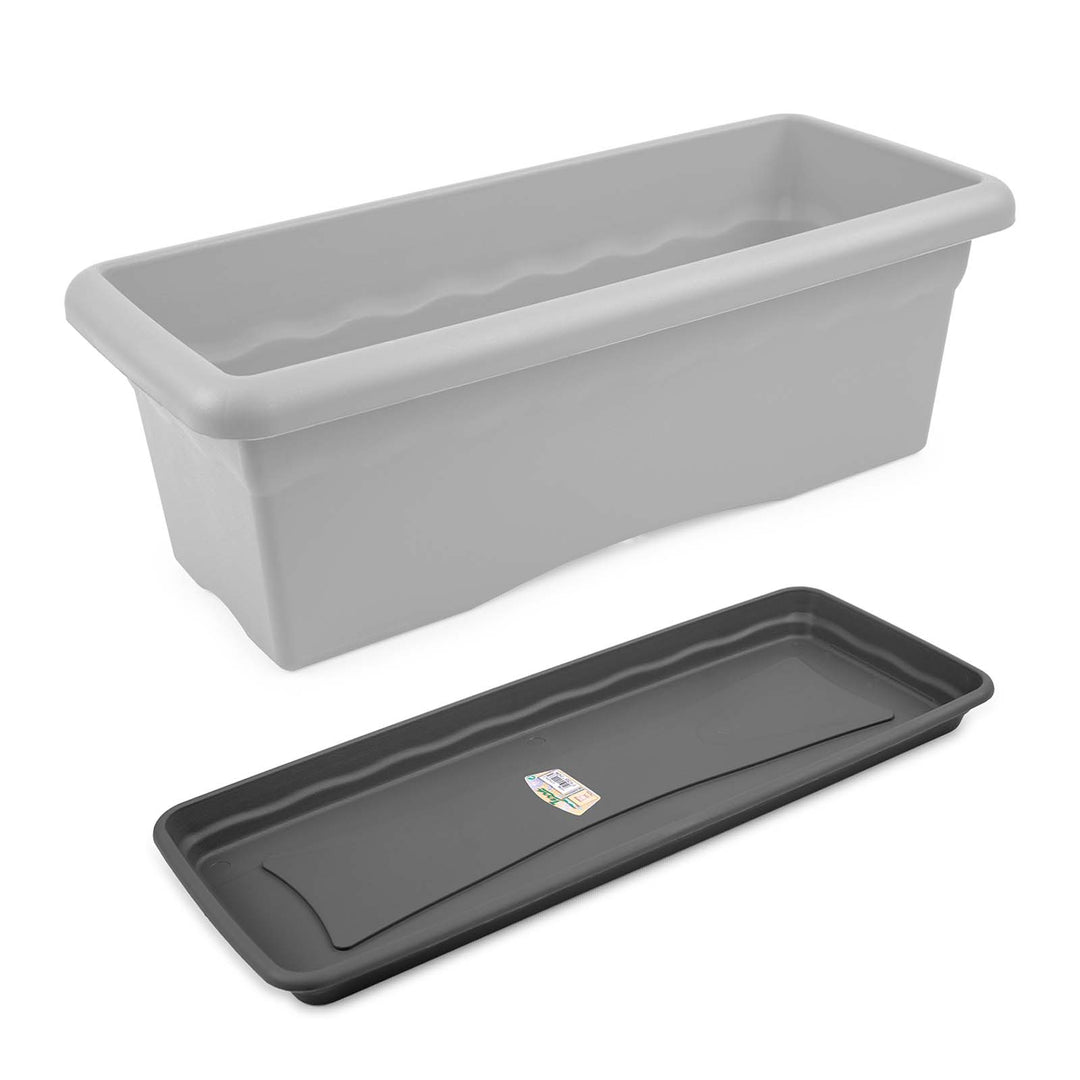 Plastiken TERRA - Plato Rectangular de 57 cm para Jardinera de 60 cm 22L. Antracita