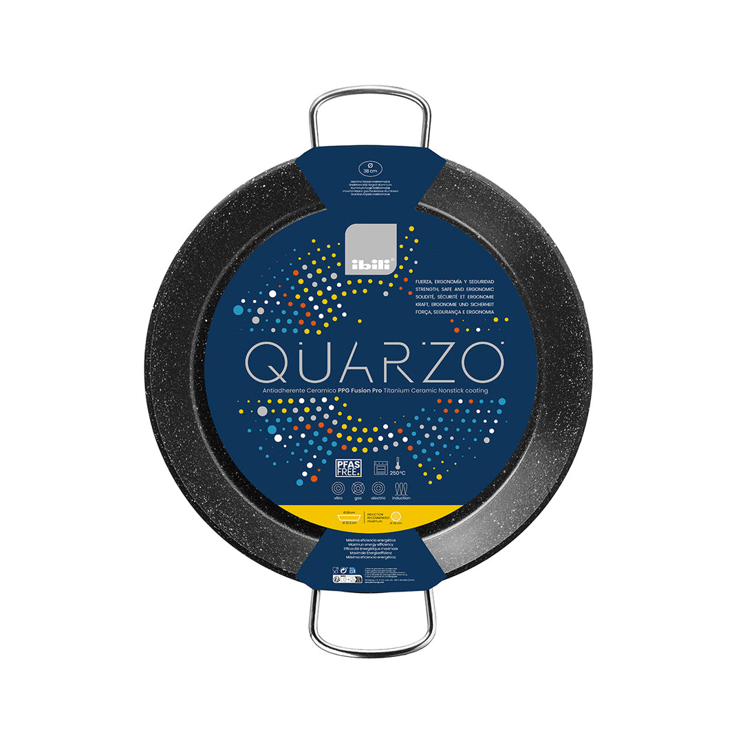 IBILI Quarzo - Paellera Antiadherente Ceramic PPG Fusion Pro Titanium 30 cm Apta Inducción