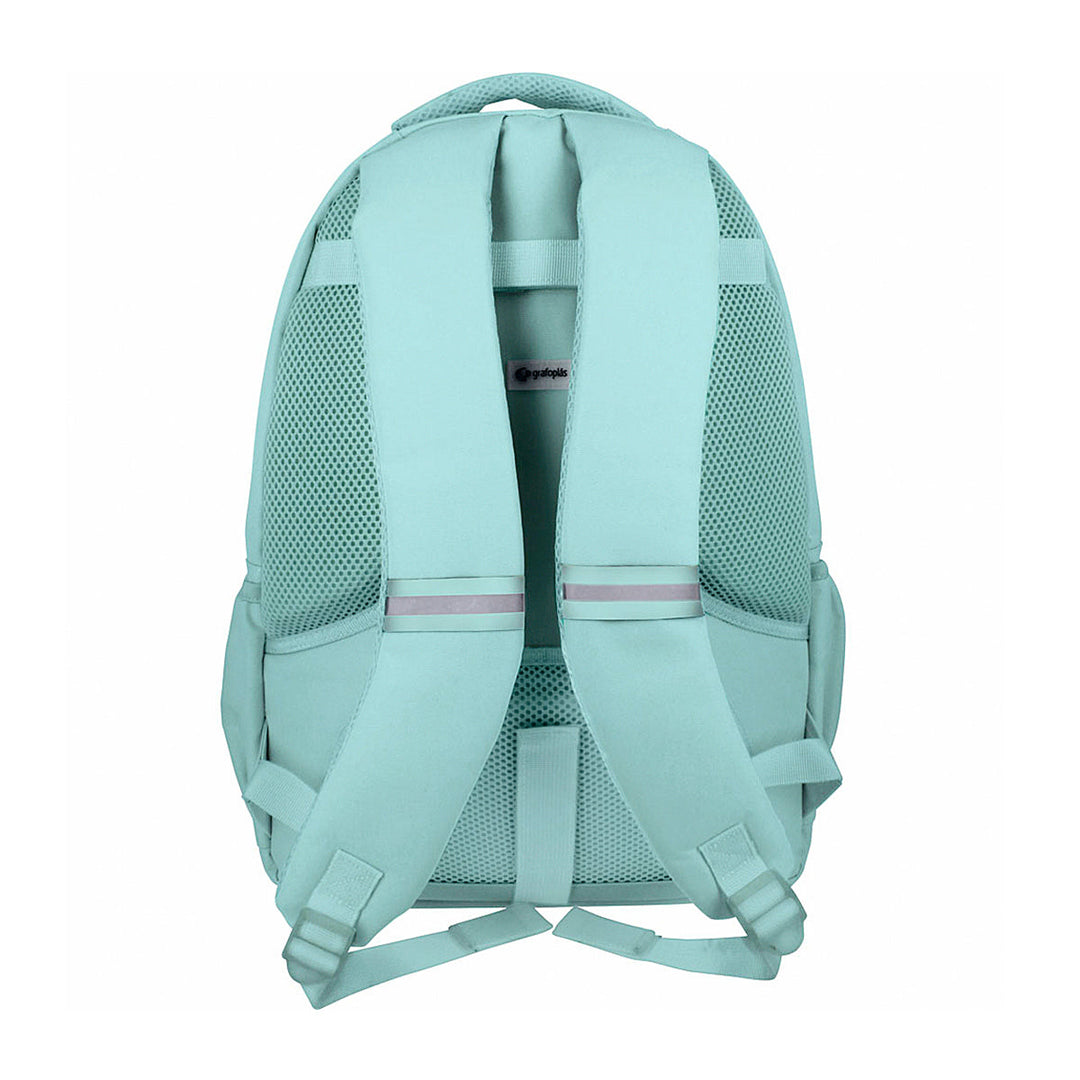 Grafoplás Kuru - Mochila Escolar 3 Cremalleras con Divisor para Portátil. Adaptable Carrito. Verde