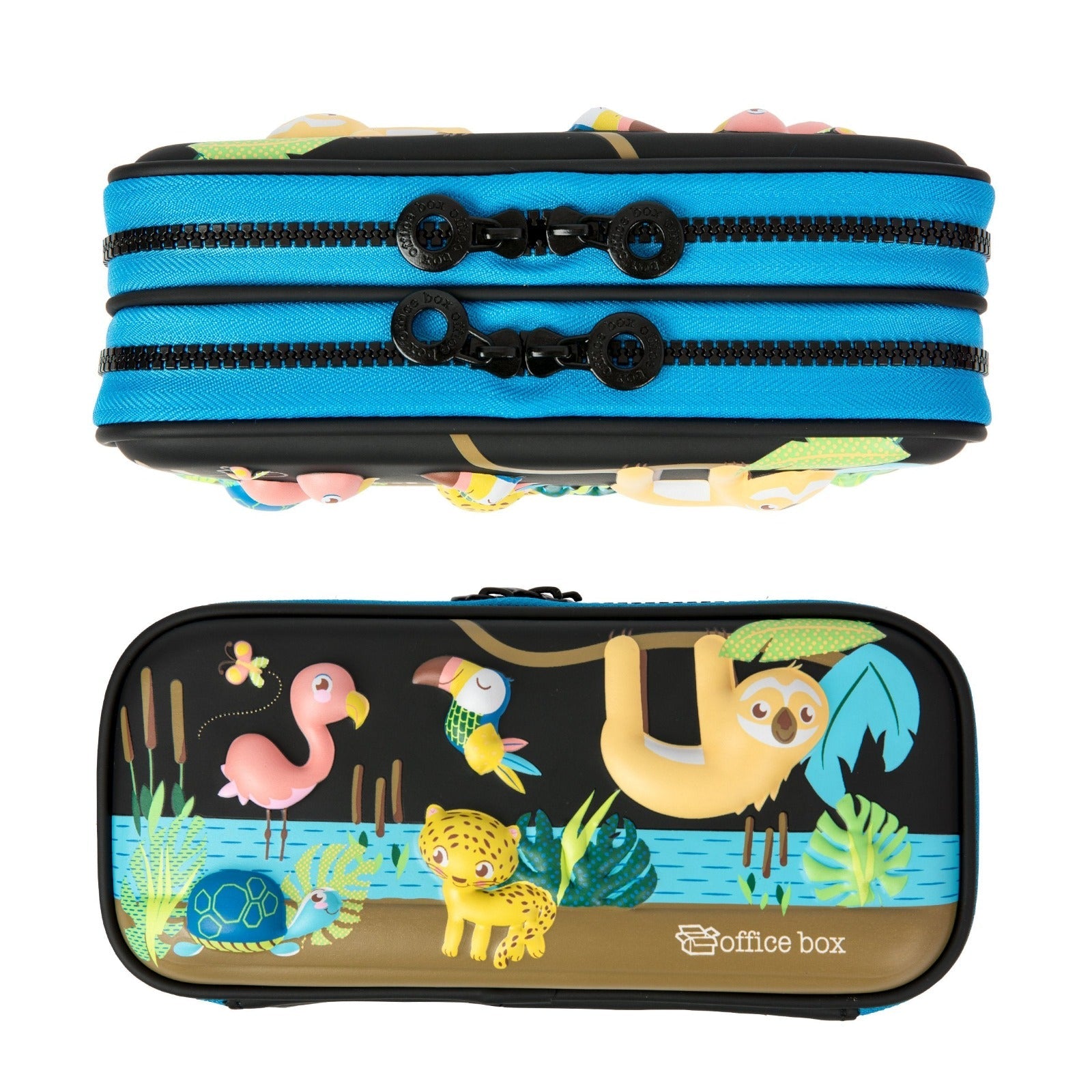3D Magic - Estuche Escolar Doble con Cuerpo en Relieve. Jungle Azul