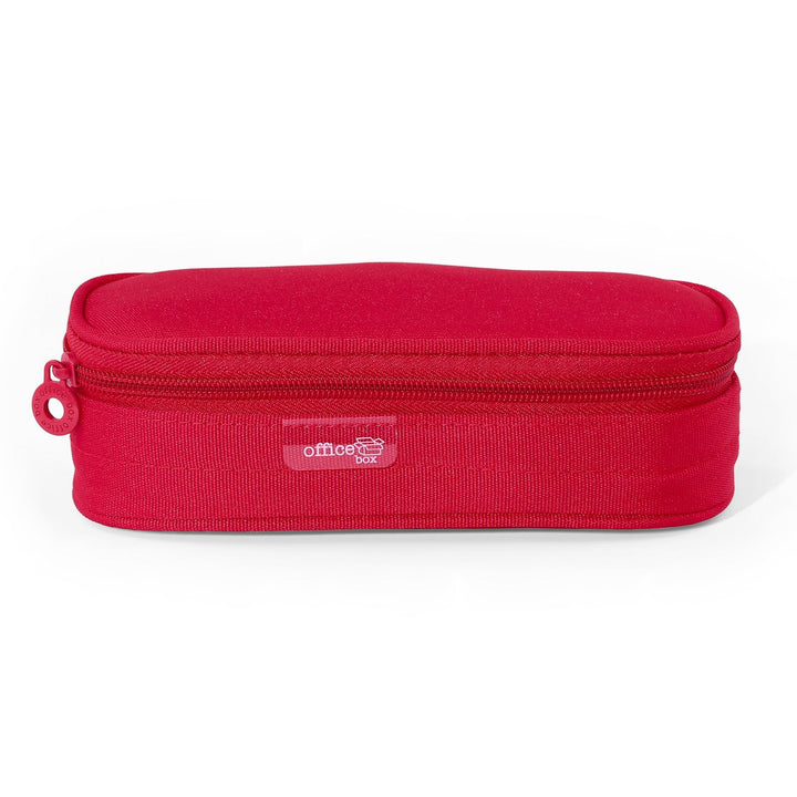 Estuche Portatodo Escolar Ovalado Multiuso con Solapa, Rojo