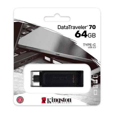 Kingston DT70 - Pack 4 Memorias Flash USB-C 3.2 DataTraveler 64GB Negro