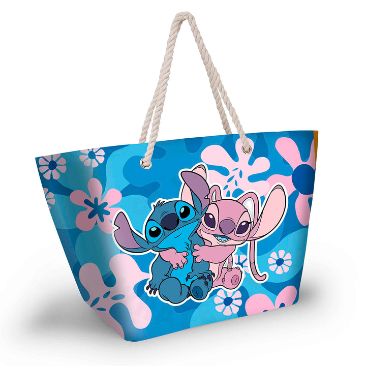 KARACTERMANIA - Bolsa de Playa con Asas y Cierre de Cremallera. Lilo y Stitch Hug