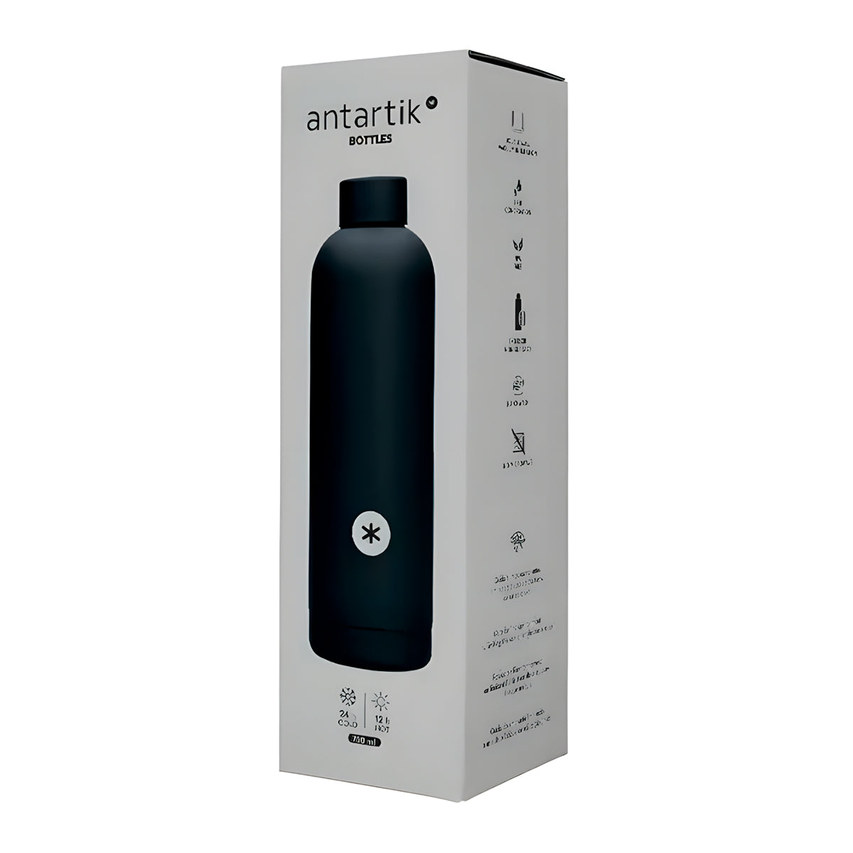 ANTARTIK - Botella Térmica Reutilizable de 0.75L en Acero Inoxidable. Negro
