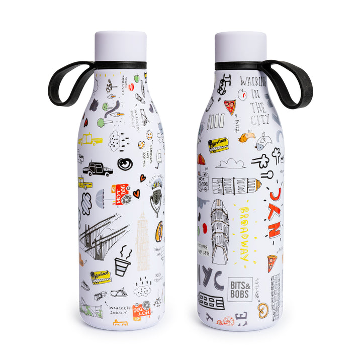 Grafoplas BitsBobs  - Botella Térmica Reutilizable de 0.55L con Interior Cerámico. New York