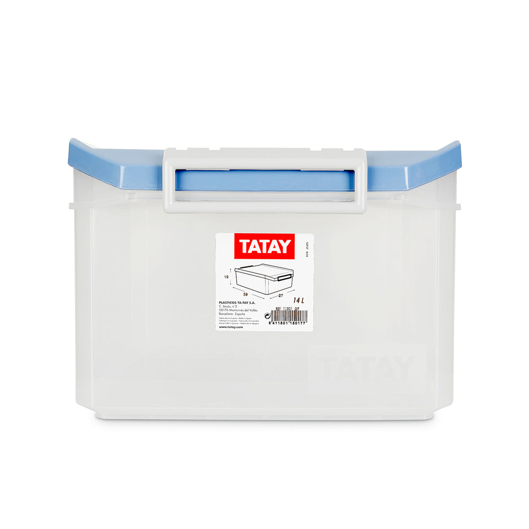 TATAY - Caja de Ordenación Multiusos de 14L con Cierre Hermético y Asas de ABS. Azul