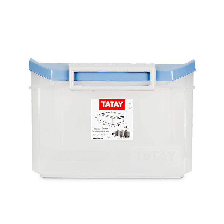 TATAY - Caja de Ordenación Multiusos de 14L con Cierre Hermético y Asas de ABS. Azul