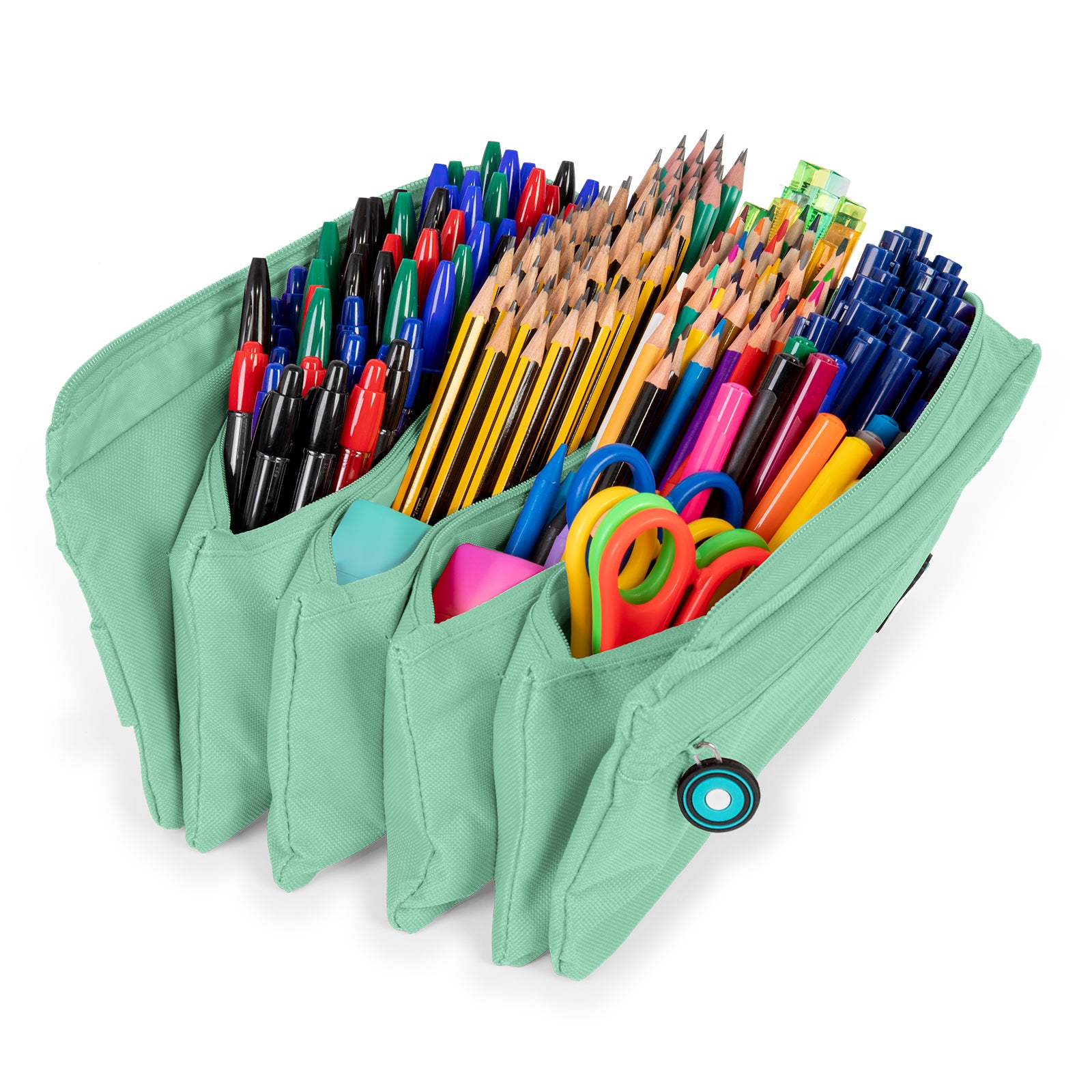 ColePack Eco36 - Estuche Cuadruple de 4 Cremalleras con Material Escolar Incluido. Mint Soft