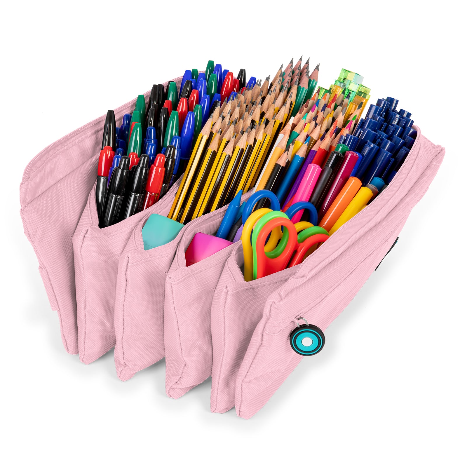 ColePack Eco36 - Estuche Cuadruple de 4 Cremalleras con Material Escolar Incluido. Rosa Soft