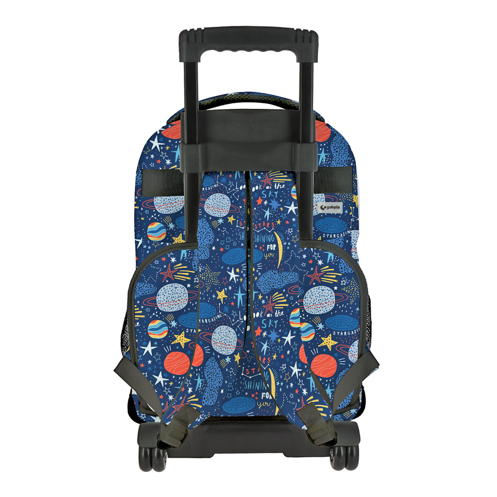 Grafoplás Design - Mochila Escolar 3 Cremalleras y Carrito Integrado. Acolchada. Planets