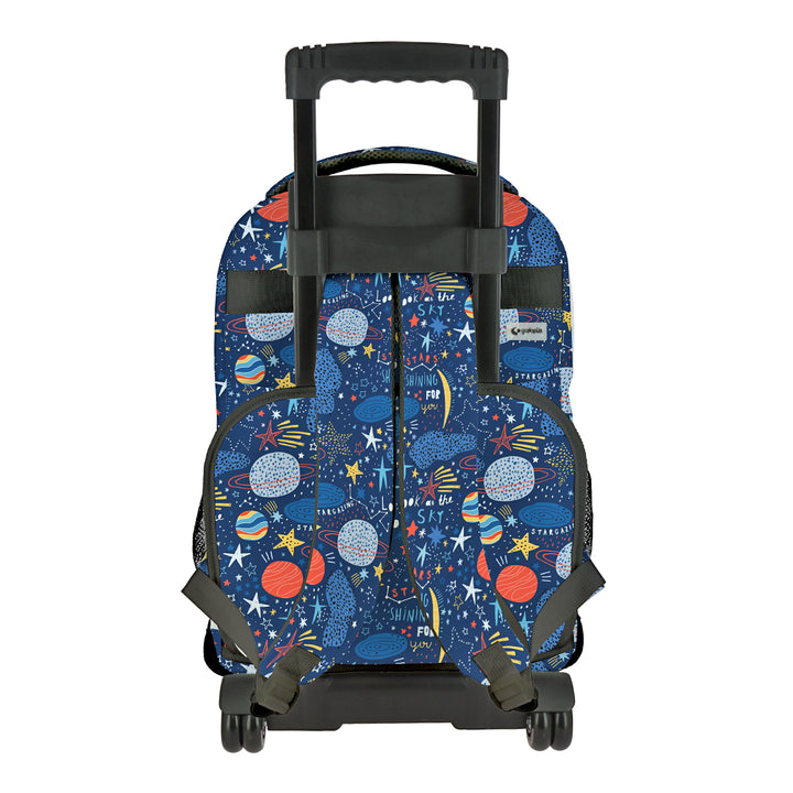 Grafoplás Design - Mochila Escolar 3 Cremalleras y Carrito Integrado. Acolchada. Planets