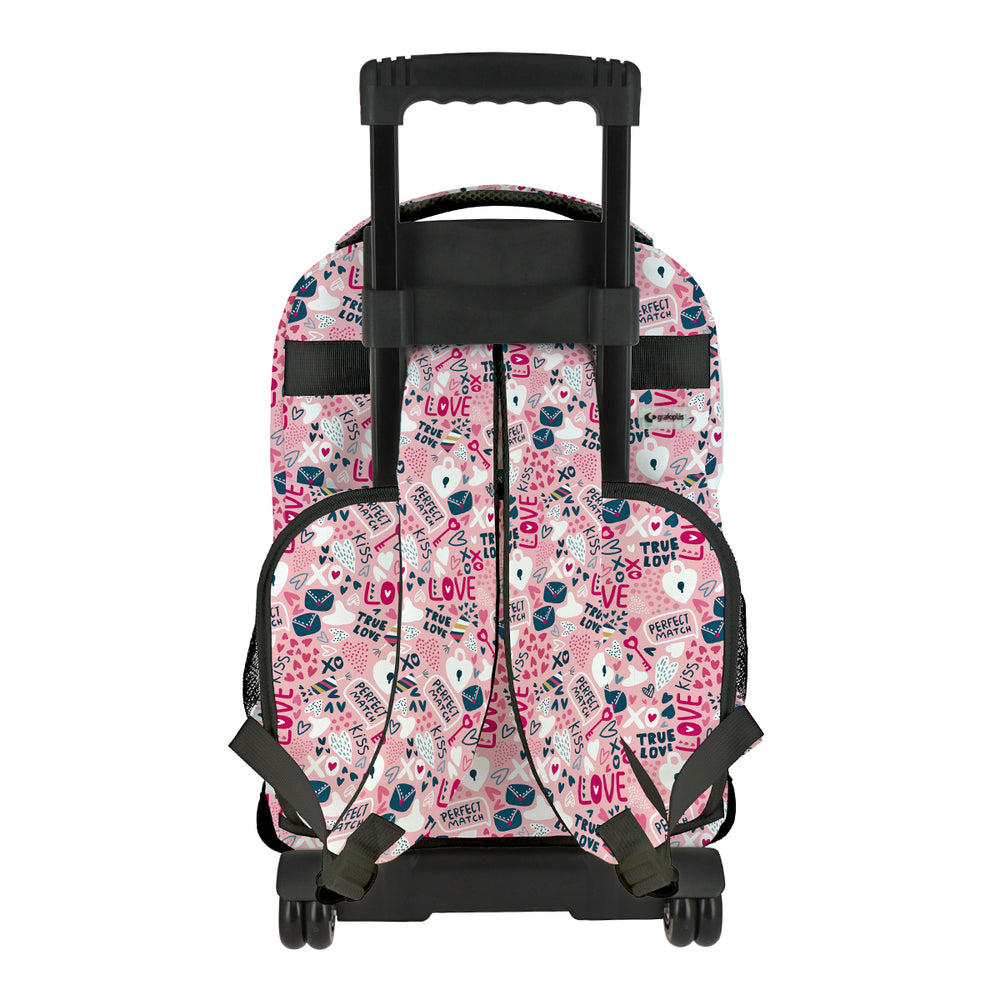 Grafoplás Design - Mochila Escolar 3 Cremalleras y Carrito Integrado. Acolchada. True Love
