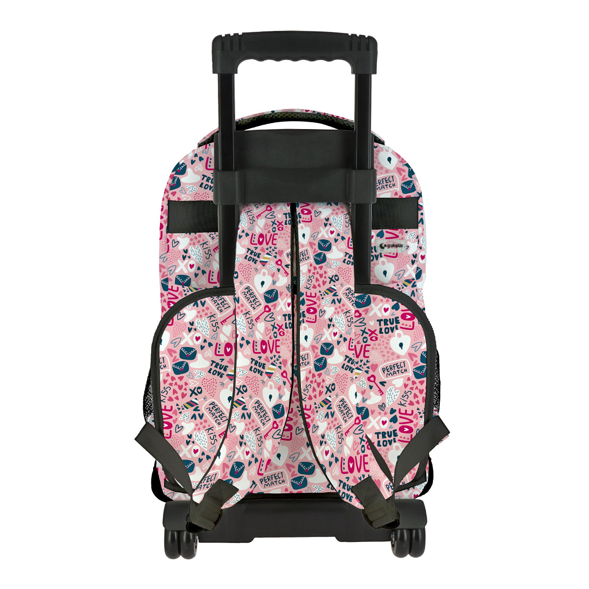 Grafoplás Design - Mochila Escolar 3 Cremalleras y Carrito Integrado. Acolchada. True Love