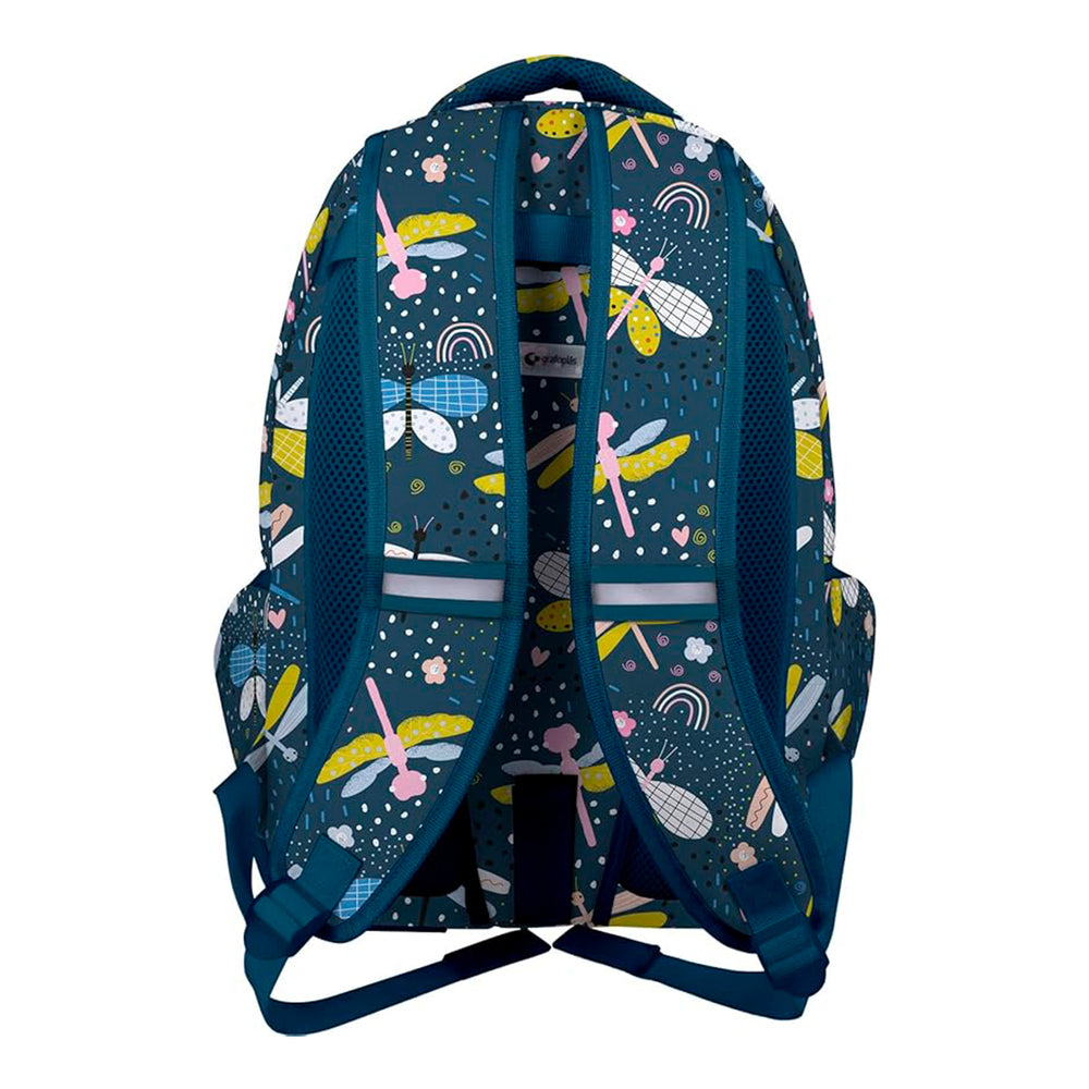 Grafoplás - Mochila Escolar 3 Cremalleras con Divisor para Portátil. Adaptable Carrito. Dragon Fly