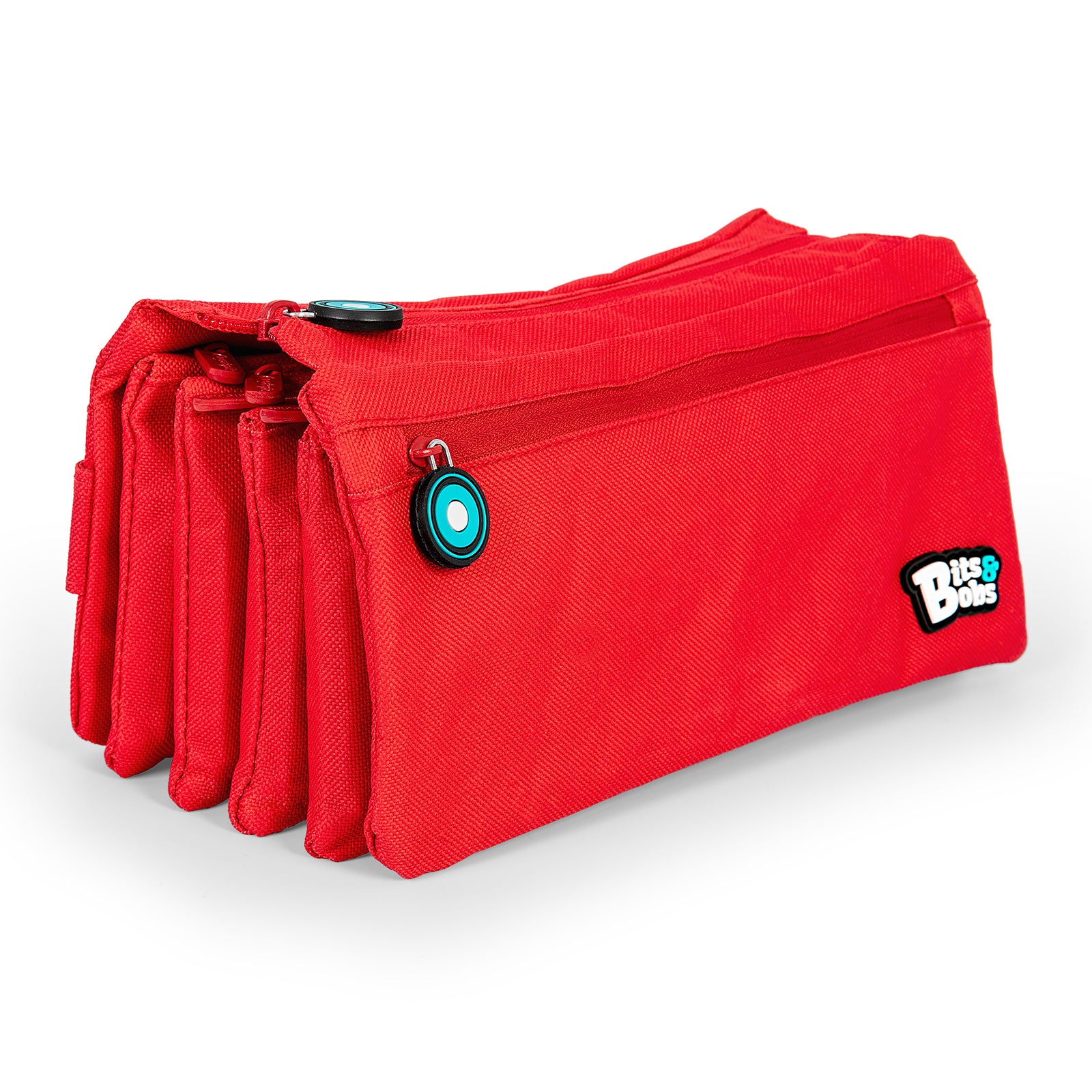 ColePack BitsBobs - Estuche Escolar Cuádruple de 4 Cremalleras y Material Incluido. Rojo