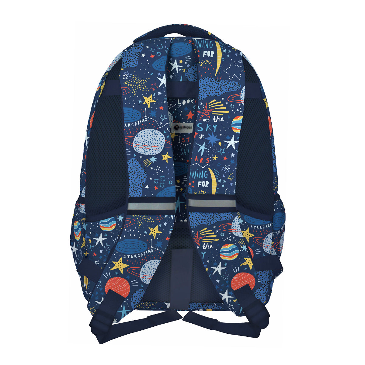 Grafoplás - Mochila Escolar 3 Cremalleras con Divisor Portátil y Adaptable Carrito. Planets