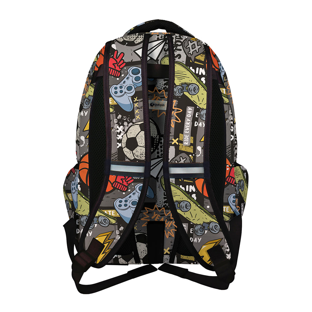 Grafoplás - Mochila Escolar 3 Cremalleras con Divisor Portátil y Adaptable Carrito. Free Sport