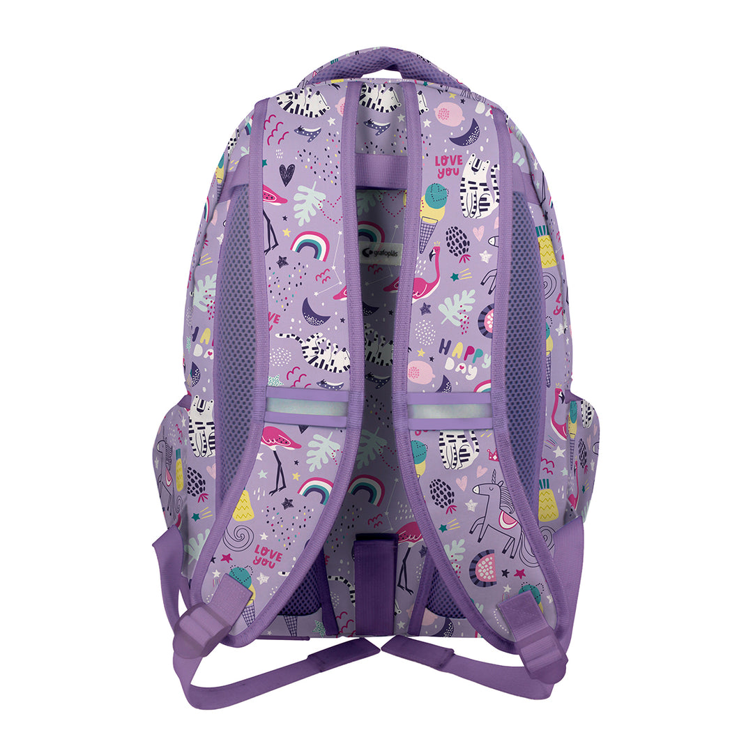 Grafoplás - Mochila Escolar 3 Cremalleras con Divisor Portátil y Adaptable Carrito. Happy