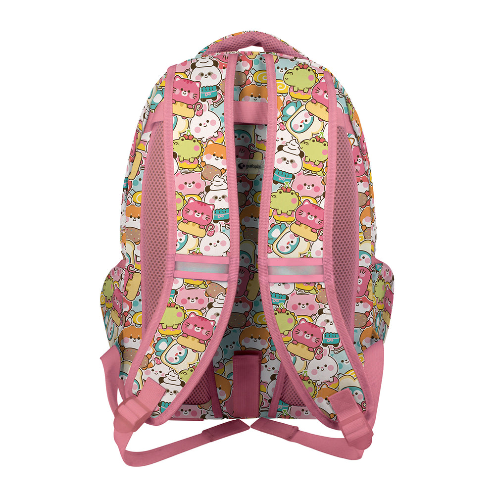 Grafoplás - Mochila Escolar 3 Cremalleras con Divisor Portátil y Adaptable Carrito. Kawaii