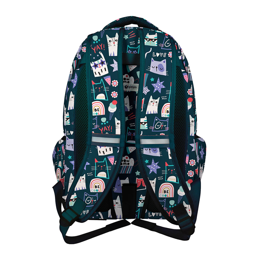 Grafoplás - Mochila Escolar 3 Cremalleras con Divisor Portátil y Adaptable Carrito. Miau