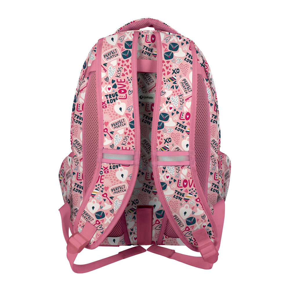 Grafoplás - Mochila Escolar 3 Cremalleras con Divisor Portátil y Adaptable Carrito. True Love