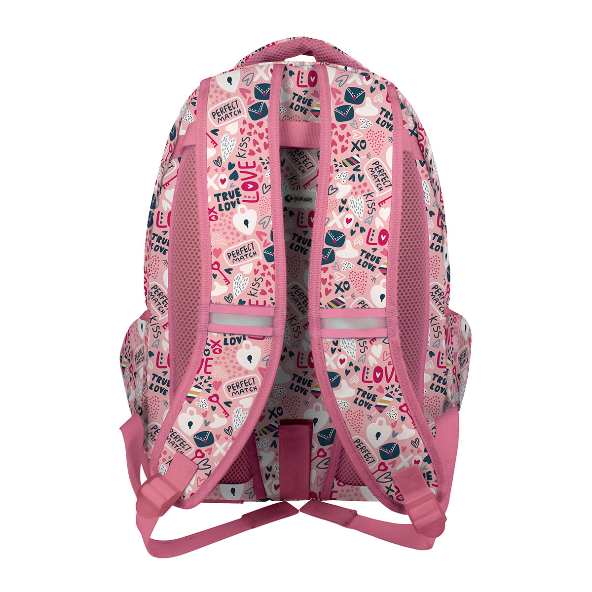 Grafoplás - Mochila Escolar 3 Cremalleras con Divisor Portátil y Adaptable Carrito. True Love