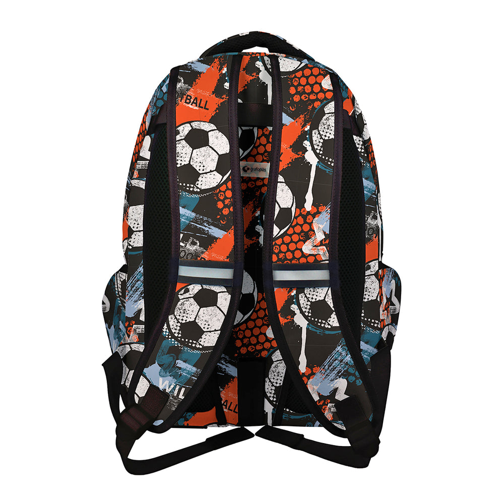 Grafoplás - Mochila Escolar 3 Cremalleras con Divisor Portátil y Adaptable Carrito. Wild Football