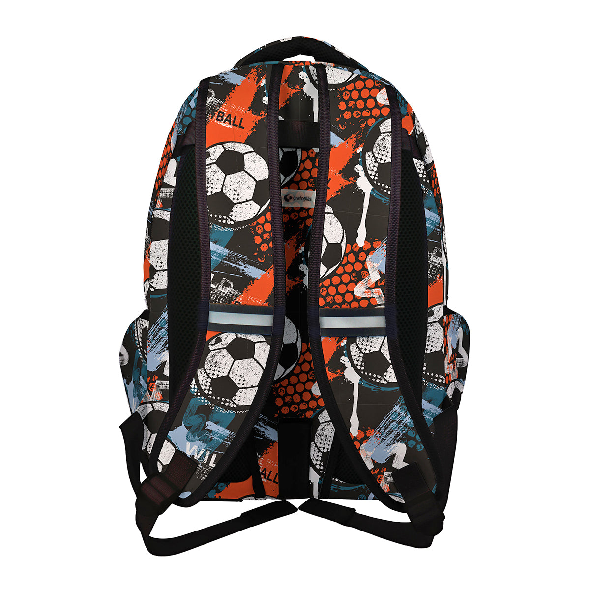 Grafoplás - Mochila Escolar 3 Cremalleras con Divisor Portátil y Adaptable Carrito. Wild Football