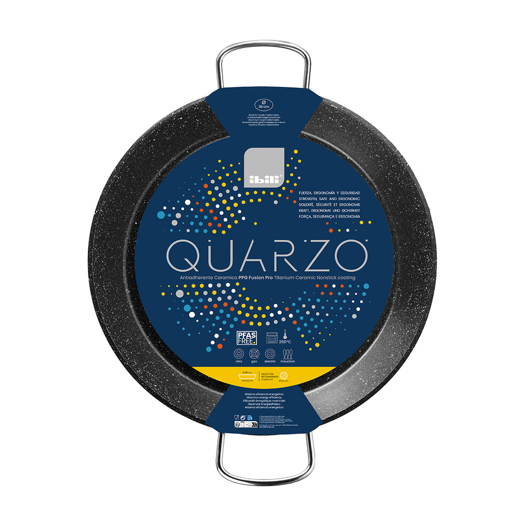IBILI Quarzo - Paellera Antiadherente Ceramic PPG Fusion Pro Titanium 38 cm Apta Inducción