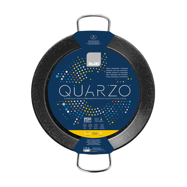 IBILI Quarzo - Paellera Antiadherente Ceramic PPG Fusion Pro Titanium 38 cm Apta Inducción