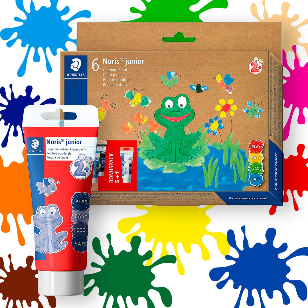 STAEDTLER Noris - Lote de 6 Botes de Pintura para Dedos en Colores Surtidos